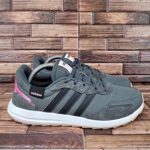Adidas Retro Run X Running Athletic Shoes Grey Black Pink FY8417 Womens Size 7